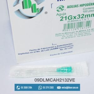 09DLMCAH2132VE AGUJA HIPODERMICA VERDE 21G X 1 14-dentilab