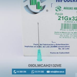 09DLMCAH2132VE AGUJA HIPODERMICA VERDE 21G X 1 14-dentilab